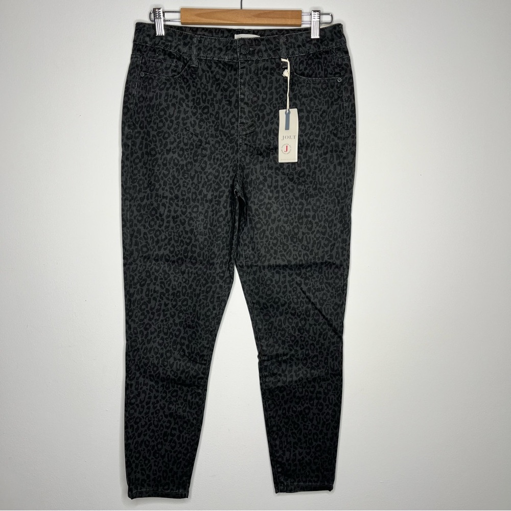 NWT Jolt Size 11 30 Inseam Gray Leopard Print Mid-Rise Skinny Jeans